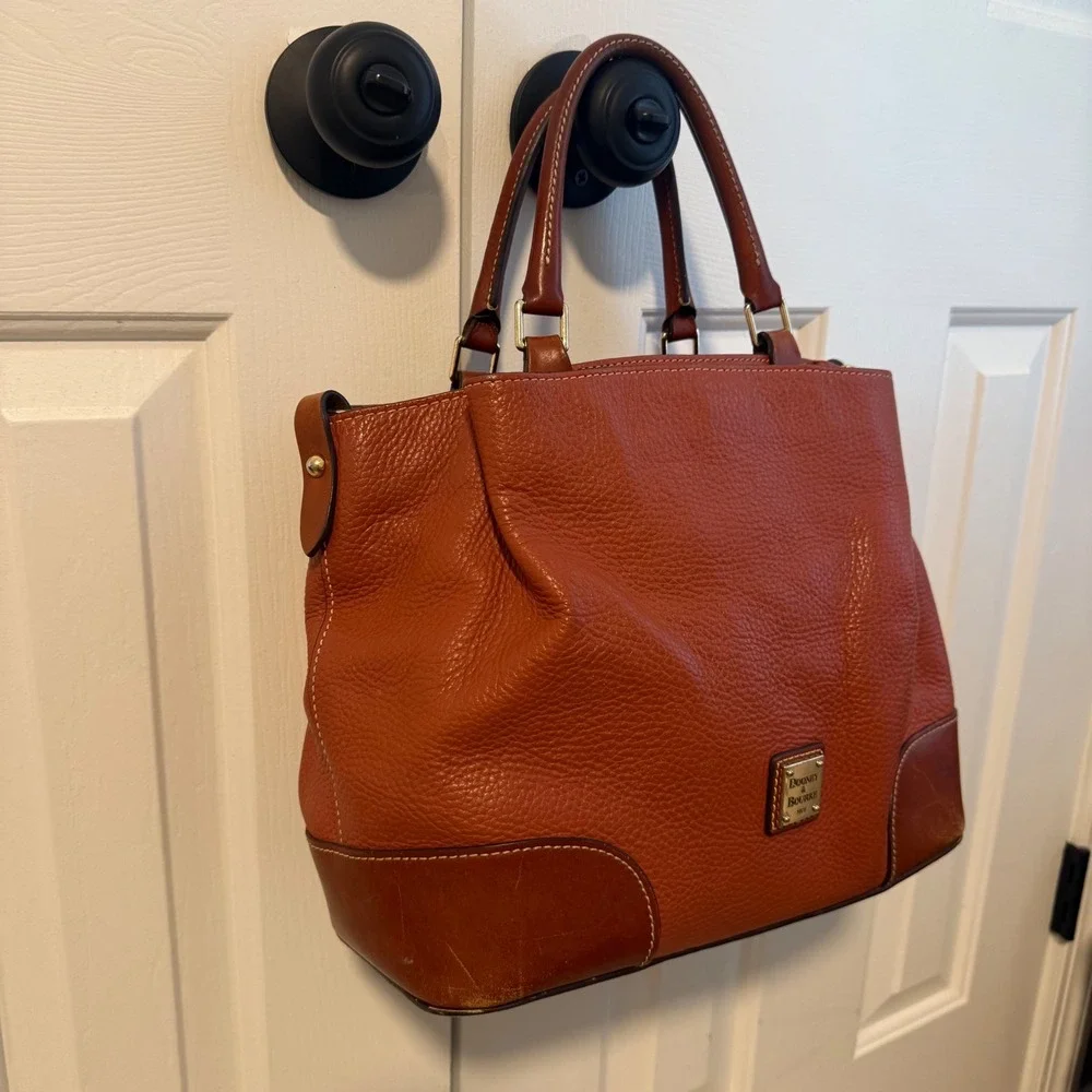RARE Dooney Bourke Satchel Handbag Pebble Grain Leather Brenna Saddle Purse Bag